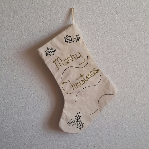 #82 Christmas Stocking Poinsettia Handmade Vintage 16" - Picture 3 of 4